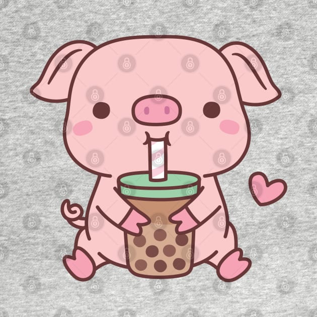 Cute Little Pig Loves Bubble Milk Tea by rustydoodle